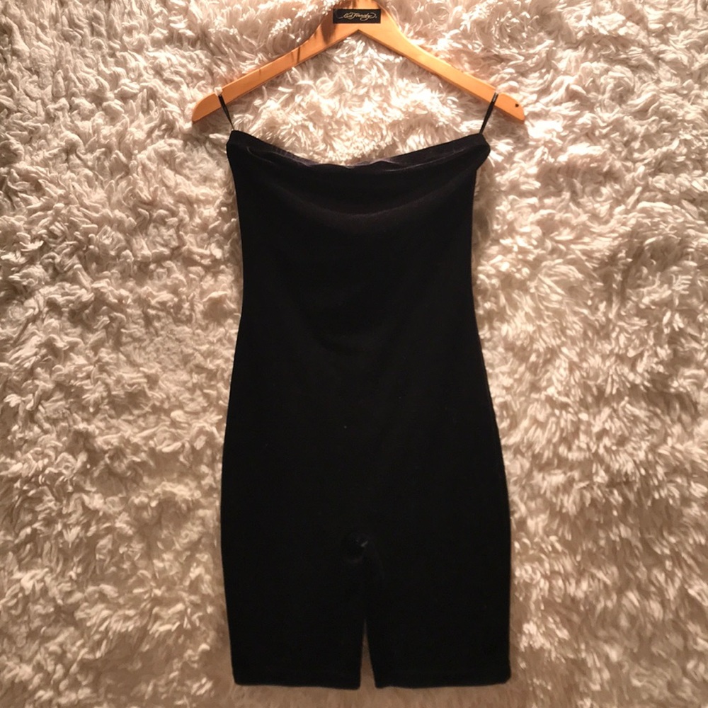 Black velvet -strapless one piece - size M